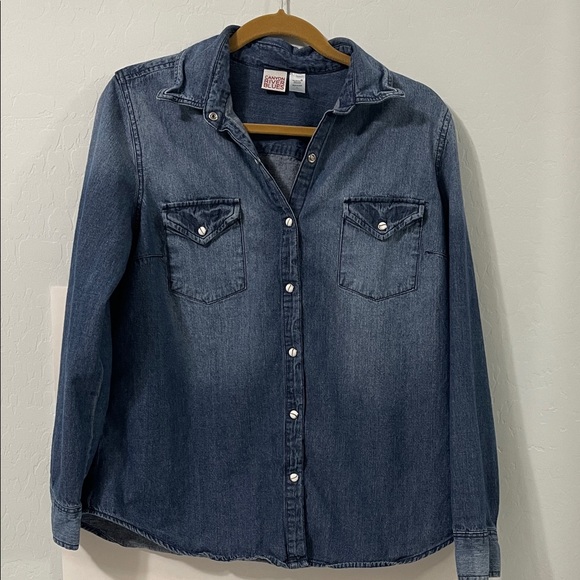 Women’s Canyon River Blues Denim Button Down Shirt, Blue, Cowgirl Style, Large - Picture 2 of 5